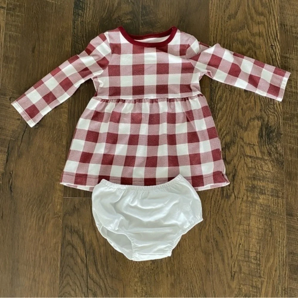 Cat & Jack 12 month Red and White Checkered Kids Dress Set